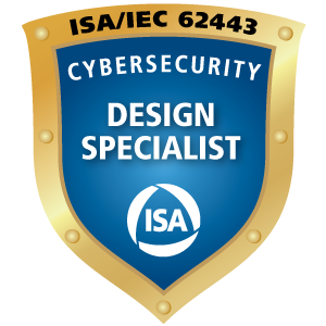 ISA/IEC 62443 Cybersecurity Design Specialist badge